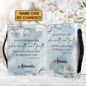 Christianartbag Bible Cover, GOD is Within She Will Not Fall Psalm 46:5 Her Bible Cover, Personalized Bible Cover, Flower Bible Cover, Christian Gifts, CAB01201123. - Christian Art Bag