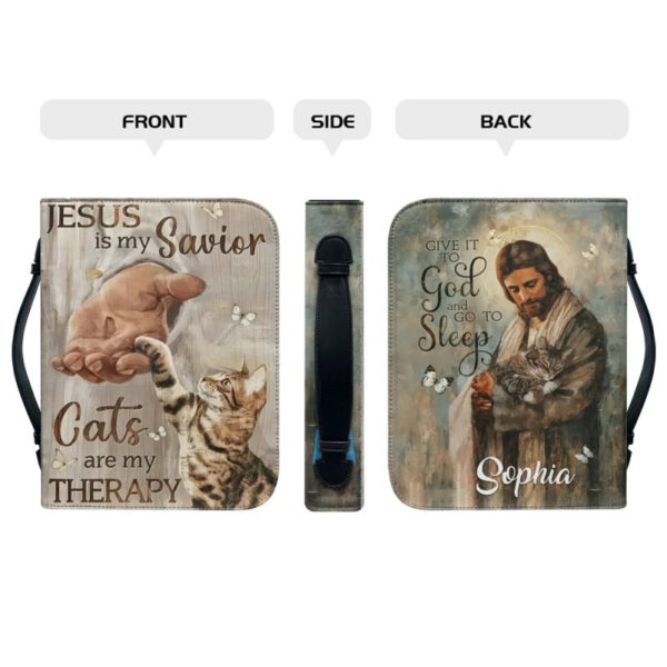 Christianartbag Bible Cover, Jesus Is My Savior Cats Are My Therapy  Bible Cover, Personalized Bible Cover, Bible Cover Christ and Cats, Christian Gifts, CAB07151023. - Christian Art Bag