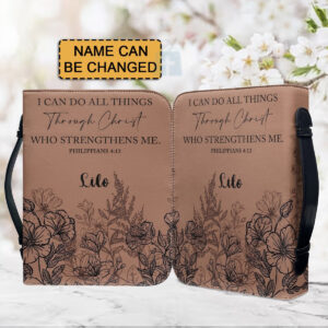 Christianartbag Bible Cover, I Can Do All Things Through Christ Philippians 4:13 Her Bible Cover, Personalized Bible Cover, Flower Bible Cover, Christian Gifts, CAB06201123. - Christian Art Bag