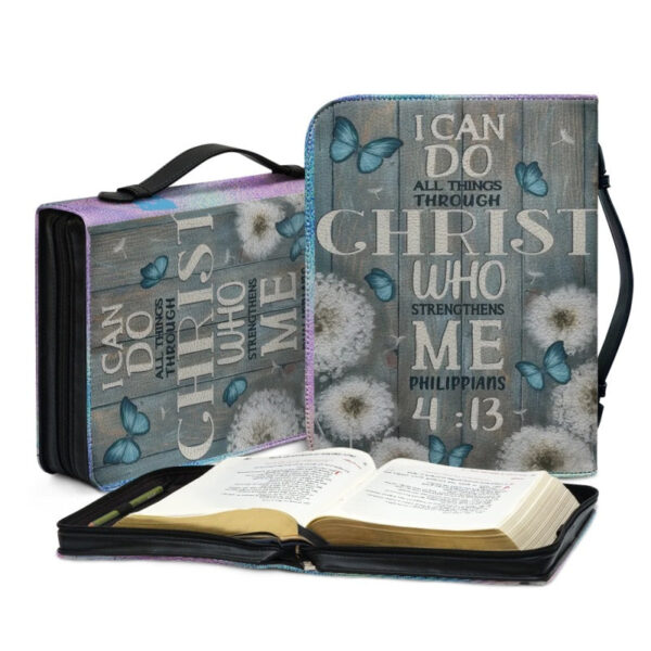 Christianartbag Bible Cover, I Can Do All Things Through Christ Bible Cover, Personalized Bible Cover, Butterfly Blue Bible Cover, Christian Gifts, CAB05021123. - Christian Art Bag