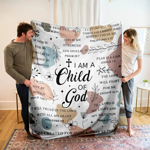 Christianartbag Blanket, I Am God's Child Blanket, Religious Gift, Christian Blanket, Bible Verse Blanket, Personalized Blanket, Christmas Gift, CAB01240923. - Christian Art Bag