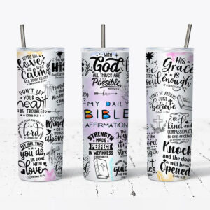 Christianartbag Skinny Tumbler, My Daily Bible, Skinny Tumbler Christian Bible Verse, Drinkware Christian. - Christian Art Bag