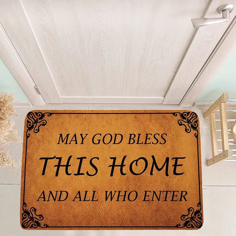 Christianartbag Door Mats, 1pc Home Entrance Door Mat, Welcome Door Mat,"May GOD This Home And All Who Enter" Bless Printed Indoor&Outdoor Welcome Mat CABDM01180923. - Christian Art Bag