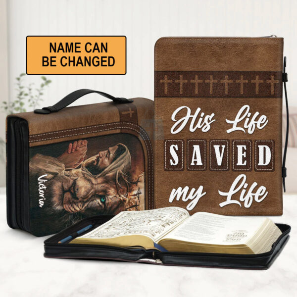 Christianart Bible Cover, His Life Saved My Life, Gifts For Women, Gifts For Men, Christmas Gift. - Christian Art Bag