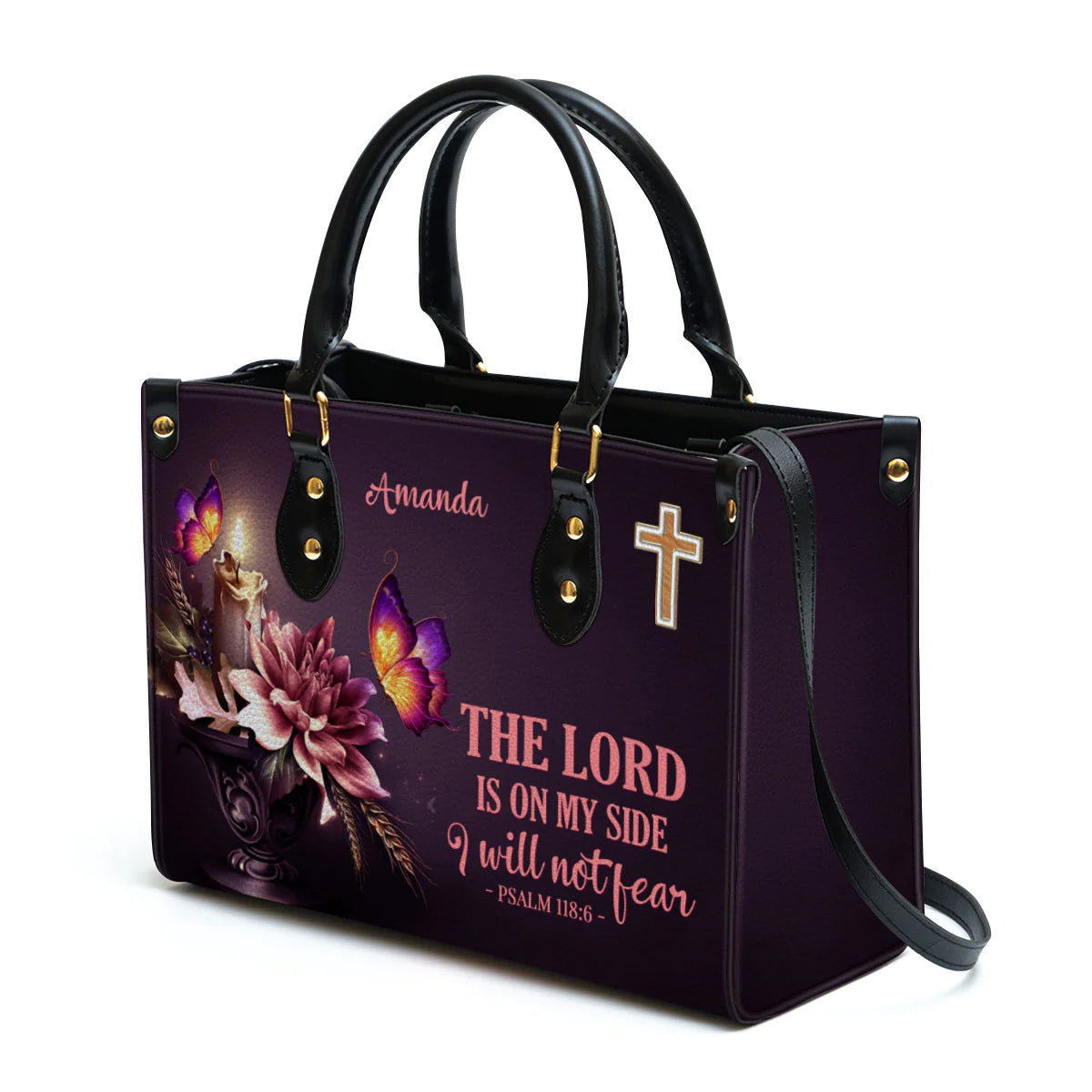 Christianart Designer Handbags, The Lord Is On My Side I Will Not Fear Psalm 118:6, Personalized Gifts, Gifts for Women. - Christian Art Bag