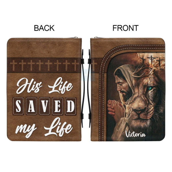 Christianart Bible Cover, His Life Saved My Life, Gifts For Women, Gifts For Men, Christmas Gift. - Christian Art Bag