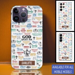 Christianartbag Phone Case, God Say I Am Sticker Phone Case, Personalized Phone Case, Christian Phone Case,  Jesus Phone Case,  Bible Verse Phone Case, CABPC01280723 - Christian Art Bag