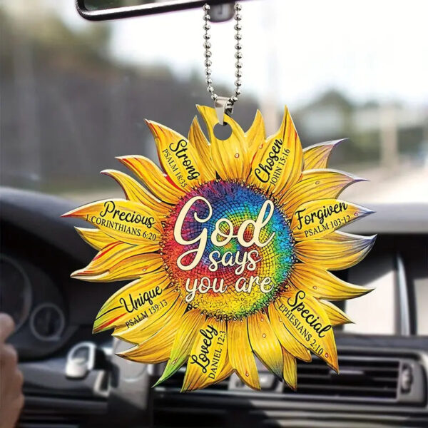 Christianartbag Ornament, Sunflower Ornament God Says You Are, Christmas Ornament, Christmas Gift, Personalized Ornament, CABOM01250923. - Christian Art Bag