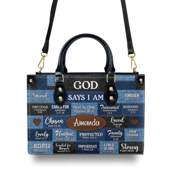 Christianartbag Handbags, God Says I Am Strong Leather Bags, Personalized Bags, Gifts for Women, Christmas Gift, CABLTB01300723. - Christian Art Bag