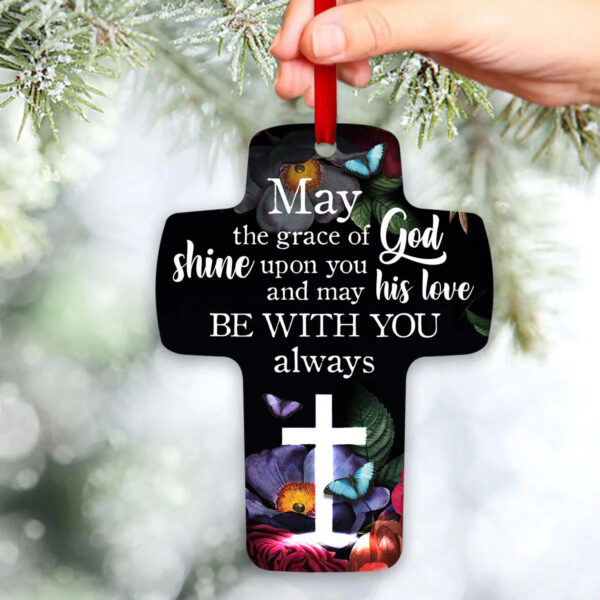 Christianartbag Ornament, May The Grace Of God Shine Upon You, Flower And Butterfly, Christmas Ornament, Christmas Gift, Personalized Ornament. - Christian Art Bag