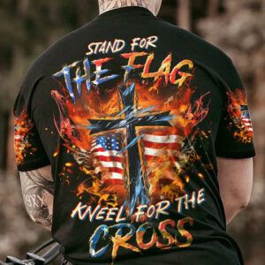 Christianartbag 3D T-Shirt For Men, Stand For The Flag Kneel For The Cross Men's All Over Print Shirt, Christian T-Shirt, Christian 3D T-Shirt, Unisex T-Shirt. - Christian Art Bag