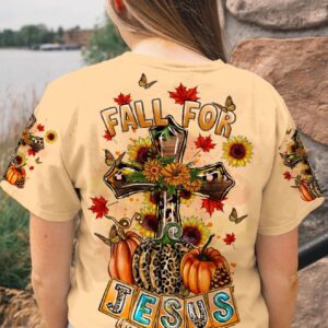 Christianartbag 3D T-Shirt For Women, Fall For Jesus Autumn, Halloween T-Shirt, Christian Shirt, Faithful Fashion, 3D Printed Shirts for Christian Women - Christian Art Bag