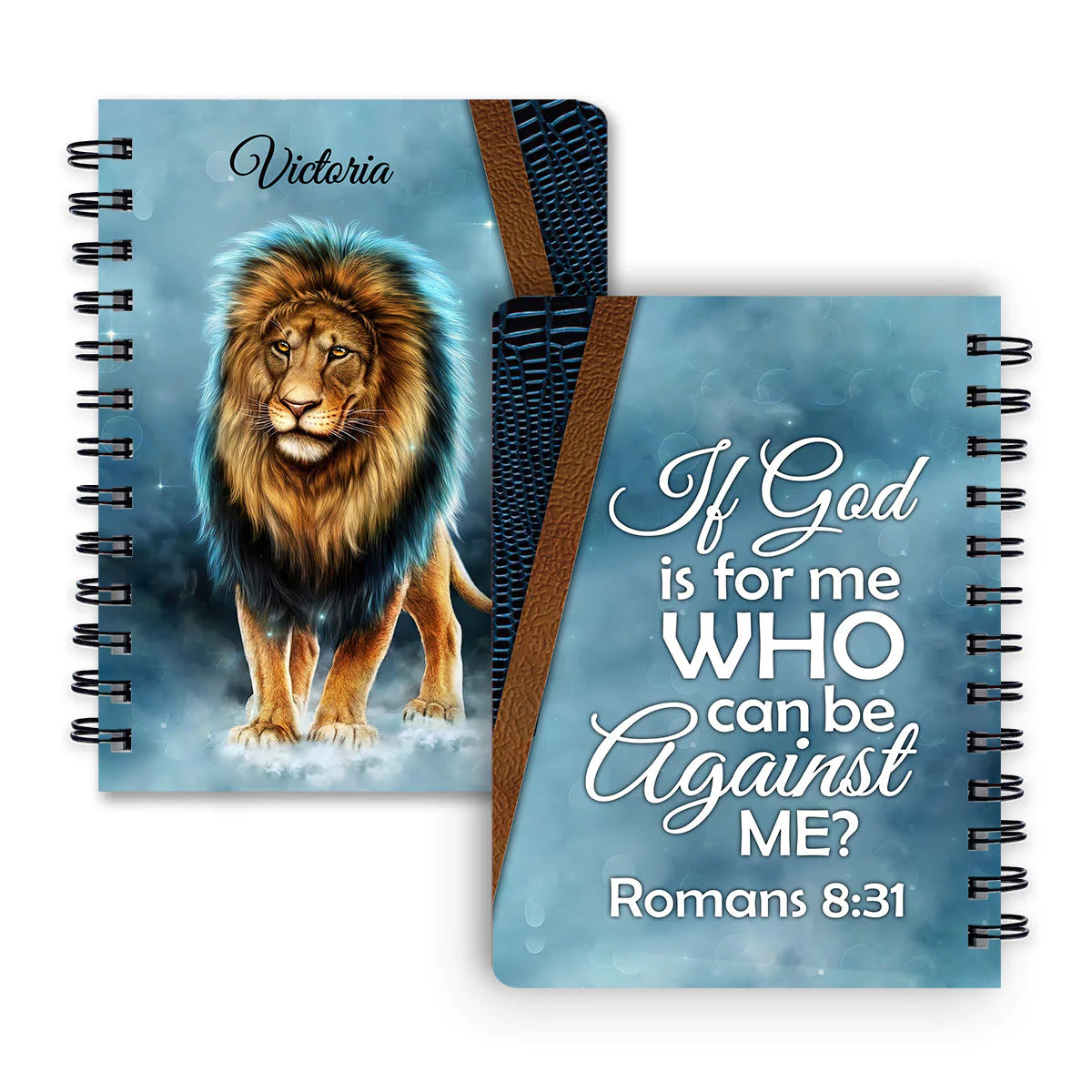 Christianart Spiral Journal, If God Is For Me Romans 8:31, Personalized Spiral Journal, Jesus Spiral Journal. - Christian Art Bag