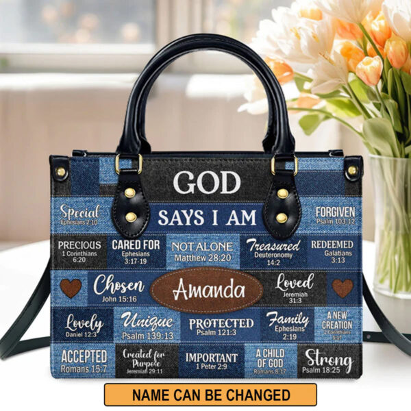 Christianartbag Handbags, God Says I Am Strong Leather Bags, Personalized Bags, Gifts for Women, Christmas Gift, CABLTB01300723. - Christian Art Bag