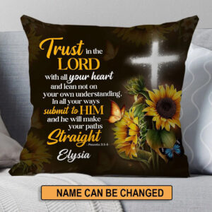 Christianartbag Pillow, Trust In The Lord With All Your Heart Proverbs 3:5-6, Personalized Throw Pillow, Christian Gift, Christian Pillow, Christmas Gift. - Christian Art Bag