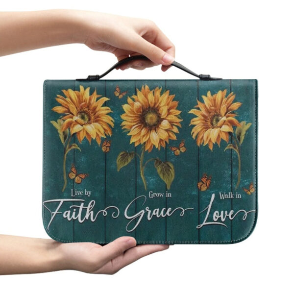 Christianartbag Bible Cover, Faith Grace Love Bible Cover, Personalized Bible Cover, Sunflower Bible Cover, Christian Gifts, CAB01041123. - Christian Art Bag