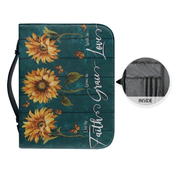 Christianartbag Bible Cover, Faith Grace Love Bible Cover, Personalized Bible Cover, Sunflower Bible Cover, Christian Gifts, CAB01041123. - Christian Art Bag