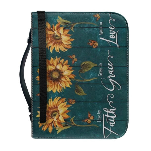 Christianartbag Bible Cover, Faith Grace Love Bible Cover, Personalized Bible Cover, Sunflower Bible Cover, Christian Gifts, CAB01041123. - Christian Art Bag