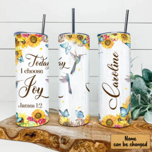 Christianartbag Skinny Tumbler, To Day I Choose Joy, Skinny Tumbler Christian Bible Verse, Personalized Tumbler. - Christian Art Bag