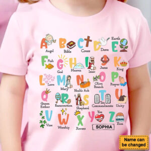 Christianartbag T-shirt, Bible Alphabet Kid T-Shirt, Children's Printed T-Shirts, CABTK01160923. - Christian Art Bag