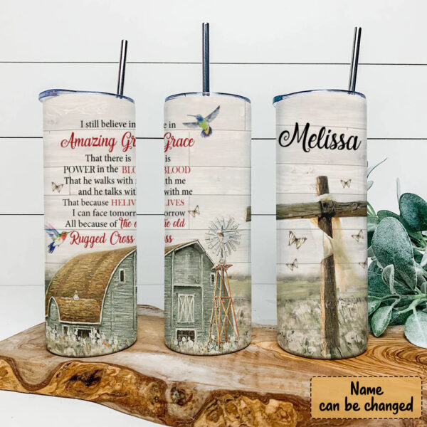 Christianartbag Skinny Tumbler, I Still Believe In Amazing Grace, Skinny Tumbler Christian Bible Verse, Personalized Tumbler. - Christian Art Bag