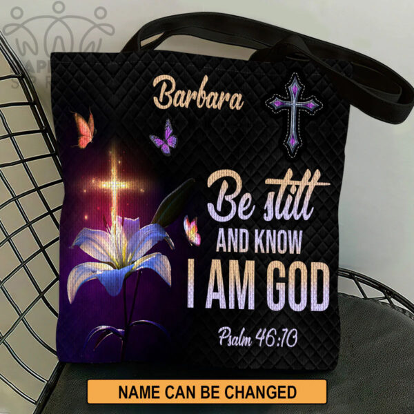 Christianart Handbag, Personalized Hand Bag, Be Still And Know That I Am God, Personalized Gifts, Gifts for Women. - Christian Art Bag