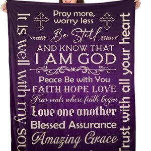 Christianart Blanket, Pray More Worry Less, Christian Blanket, Bible Verse Blanket, Christmas Gift. - Christian Art Bag