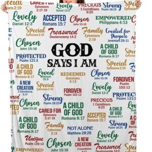 Christianart Blanket, God Says I Am, Christian Blanket, Bible Verse Blanket, Personalized Blanket, Christmas Gift. - Christian Art Bag