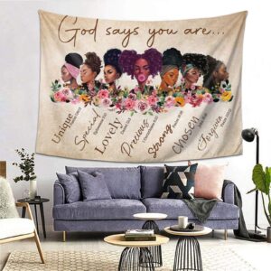 Christianartbag Tapestry, God Says You Are, African Women and Floral, Tapestry Wall Hanging, Christian Wall Art, Tapestries - Christian Art Bag