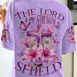 Christianartbag 3D T-Shirt For Women, The Lord Is My Strength Women's All Over Print Shirt, Christian Shirt, Faithful Fashion, 3D Printed Shirts for Christian Women, CABWTS02060923. - Christian Art Bag