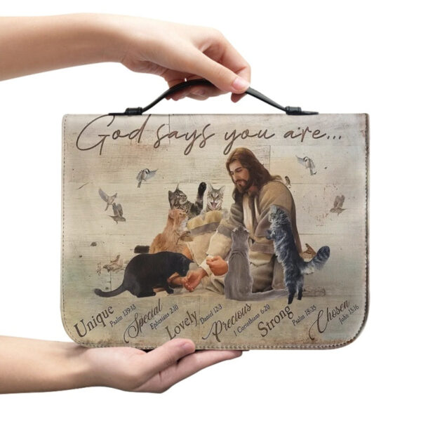 Christianartbag Bible Cover, God Says I Am Bible Cover, Personalized Bible Cover, Cat Bible Cover, Christian Gifts, CAB01251023. - Christian Art Bag