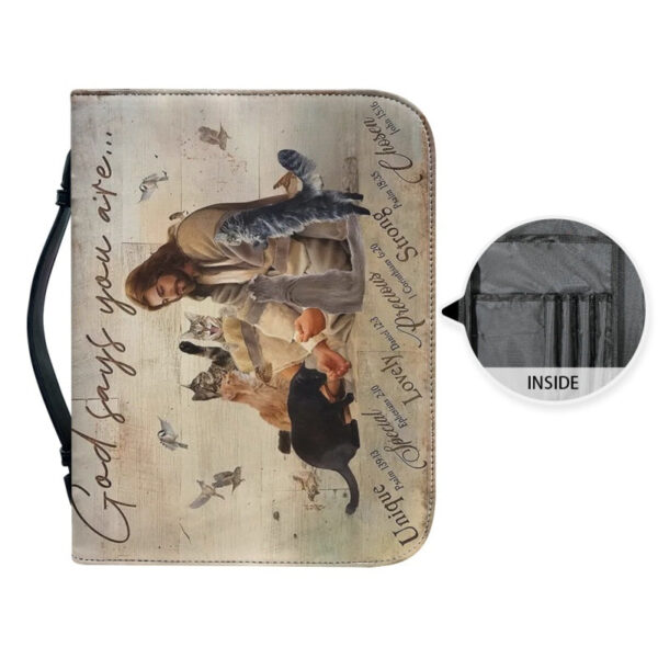 Christianartbag Bible Cover, God Says I Am Bible Cover, Personalized Bible Cover, Cat Bible Cover, Christian Gifts, CAB01251023. - Christian Art Bag