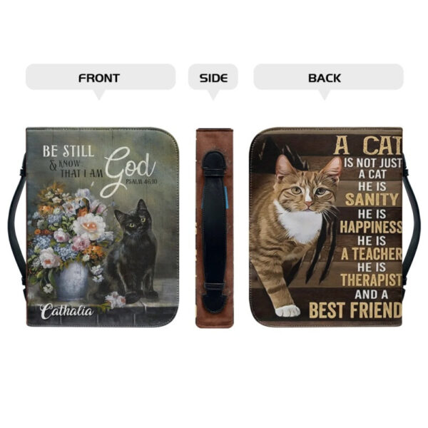 Christianartbag Bible Cover, Be Still and Know That I Am God Psalm 46:10 Bible Cover, Personalized Bible Cover, Cat Bible Cover, Christian Gifts, CAB06251023. - Christian Art Bag