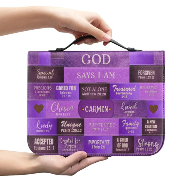 Christianartbag Bible Cover, GOD Says I Am Bible Cover, Personalized Bible Cover, Purple Bible Cover, Christian Gifts, CAB14161123. - Christian Art Bag