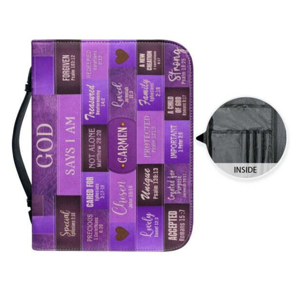 Christianartbag Bible Cover, GOD Says I Am Bible Cover, Personalized Bible Cover, Purple Bible Cover, Christian Gifts, CAB14161123. - Christian Art Bag