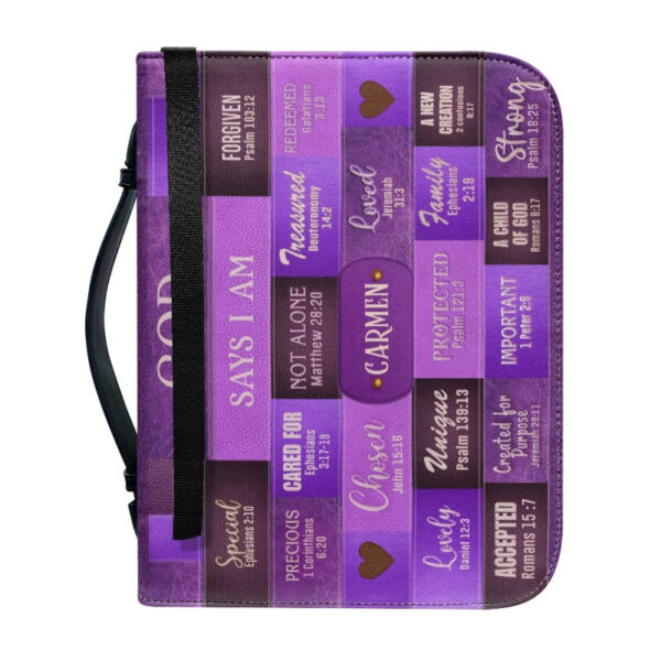 Christianartbag Bible Cover, GOD Says I Am Bible Cover, Personalized Bible Cover, Purple Bible Cover, Christian Gifts, CAB14161123. - Christian Art Bag