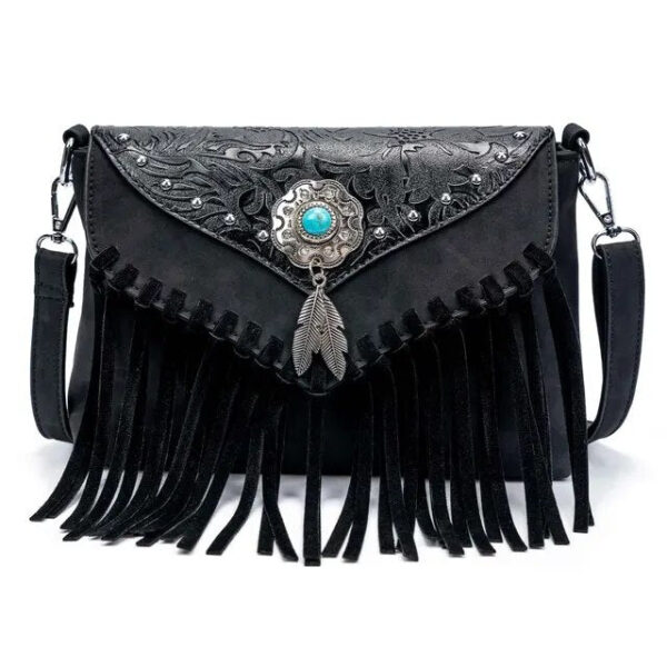 Christianartbag Handmade Leather Bag, Design Shoulder Bags For Women Vintage Messenger Rivet Tassel Designer Luxury Bags Ethnic Clutch Western Handbag, CABHMB03141023 - Christian Art Bag