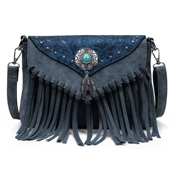 Christianartbag Handmade Leather Bag, Design Shoulder Bags For Women Vintage Messenger Rivet Tassel Designer Luxury Bags Ethnic Clutch Western Handbag, CABHMB03141023 - Christian Art Bag