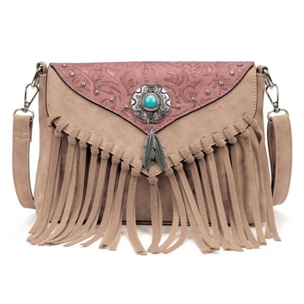 Christianartbag Handmade Leather Bag, Design Shoulder Bags For Women Vintage Messenger Rivet Tassel Designer Luxury Bags Ethnic Clutch Western Handbag, CABHMB03141023 - Christian Art Bag