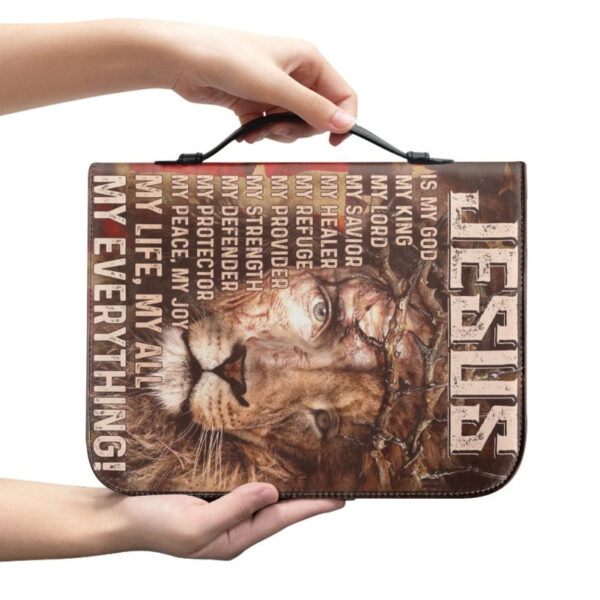 Christianartbag Bible Cover, Jesus My Life My All My Everything Bible Cover, Personalized Bible Cover, Christ Cross Lion Bible Cover, Christian Gifts, CAB06281023. - Christian Art Bag