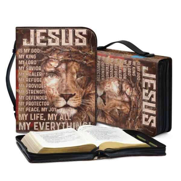 Christianartbag Bible Cover, Jesus My Life My All My Everything Bible Cover, Personalized Bible Cover, Christ Cross Lion Bible Cover, Christian Gifts, CAB06281023. - Christian Art Bag