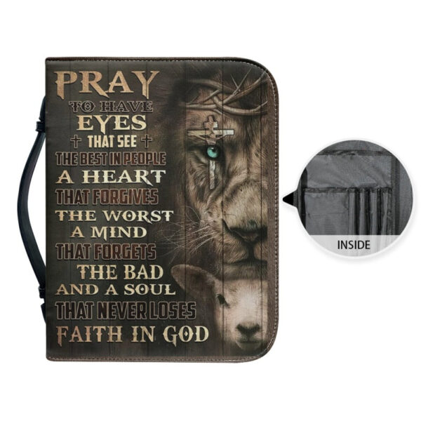 Christianartbag Bible Cover, Pray Bible Cover, Personalized Bible Cover, Christ Cross Lion Sheep Warrior Bible Cover, Christian Gifts, CAB08281023. - Christian Art Bag