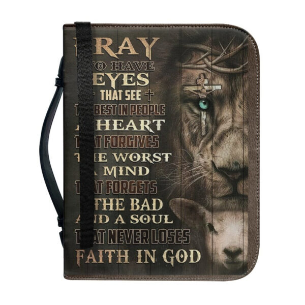 Christianartbag Bible Cover, Pray Bible Cover, Personalized Bible Cover, Christ Cross Lion Sheep Warrior Bible Cover, Christian Gifts, CAB08281023. - Christian Art Bag