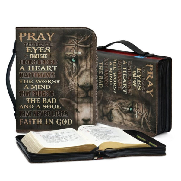 Christianartbag Bible Cover, Pray Bible Cover, Personalized Bible Cover, Christ Cross Lion Sheep Warrior Bible Cover, Christian Gifts, CAB08281023. - Christian Art Bag