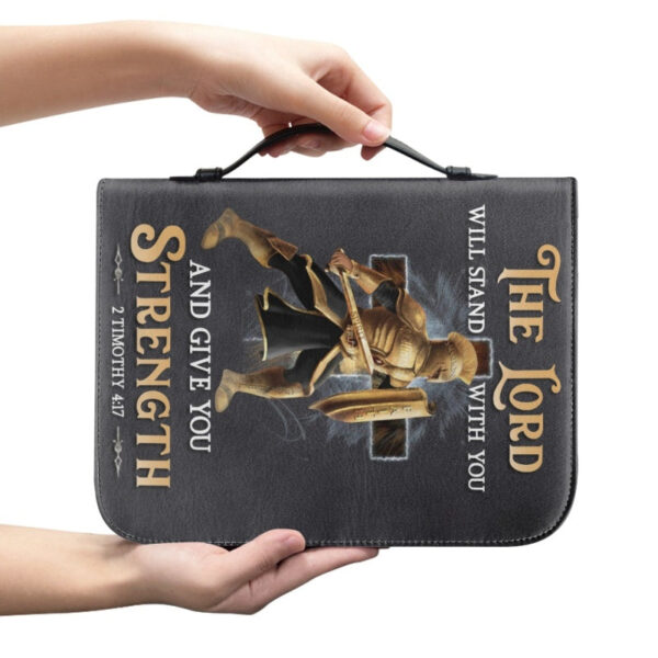 Christianartbag Bible Cover, The Lord Will Stand With You Bible Cover, Personalized Bible Cover, Warrior Lion Cross Bible Cover, Christian Gifts, CAB03251023. - Christian Art Bag