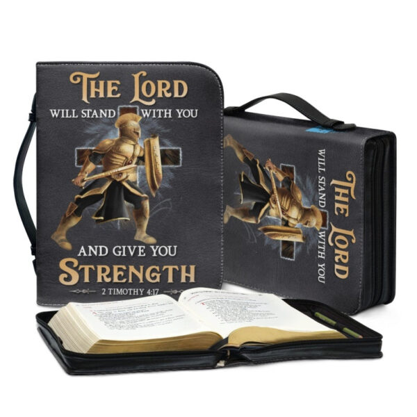 Christianartbag Bible Cover, The Lord Will Stand With You Bible Cover, Personalized Bible Cover, Warrior Lion Cross Bible Cover, Christian Gifts, CAB03251023. - Christian Art Bag