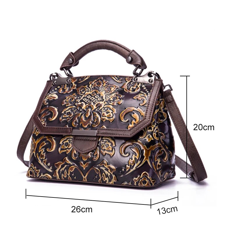 Christianartbag Handmade Leather Bag, Women's Bag Genuine Leather Luxury Handbags Handmade Women Shoulder Bag New Embossed Vintage Crossbody Bags For Women, CABHMB09141023 - Christian Art Bag