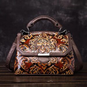 Christianartbag Handmade Leather Bag, Women's Bag Genuine Leather Luxury Handbags Handmade Women Shoulder Bag New Embossed Vintage Crossbody Bags For Women, CABHMB09141023 - Christian Art Bag