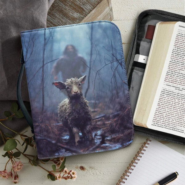 Christianartbag Bible Cover, Jesus as the Good Shepherd save a lamb Personalized Bible Cover, Personalized Bible Cover, Christmas Gift, CABBBCV01070923. - Christian Art Bag