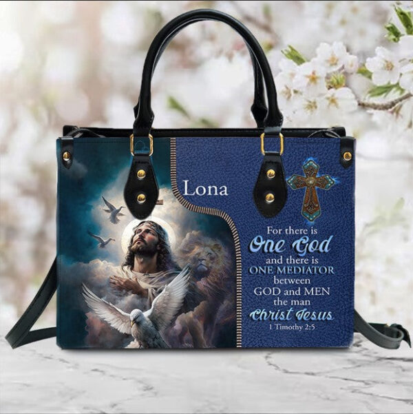 Christianartbag Handbags, For There Is One God 1 Timothy 2:5 Leather Handbag Blue, Personalized Bags, Gifts for Women, Christmas Gift, CABLTB03290923. - Christian Art Bag